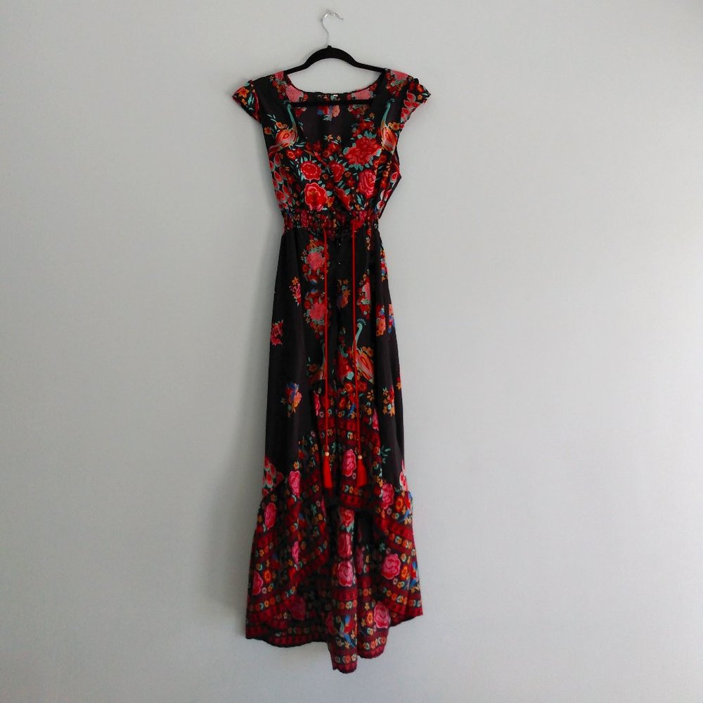 Peacock Hi Low Long Beach Cover Up Dress Size XS